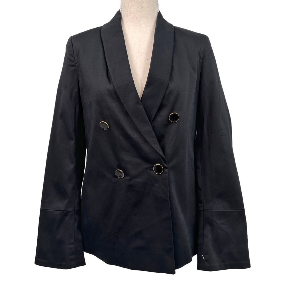 AYR “The Coast” Black Blazer Jacket Double Breasted w Gold/Black Buttons Sz 2